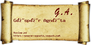Gáspár Agnéta névjegykártya