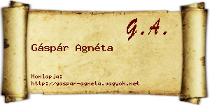 Gáspár Agnéta névjegykártya